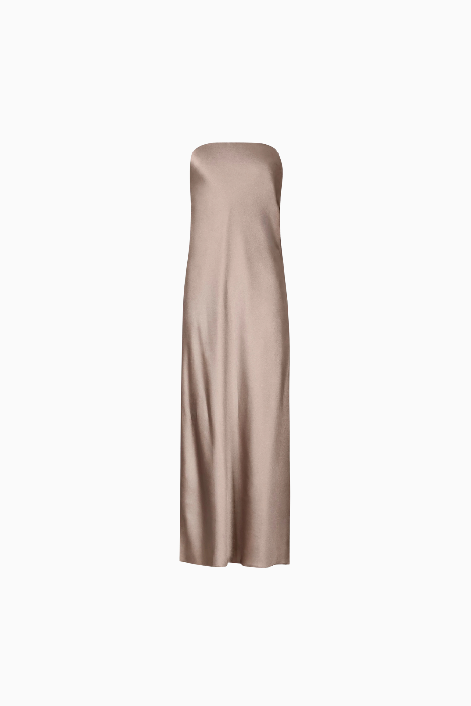 Satin Cowl Back Maxi Dress Strapless Bias Cut Longline Gown Kadın Elbise