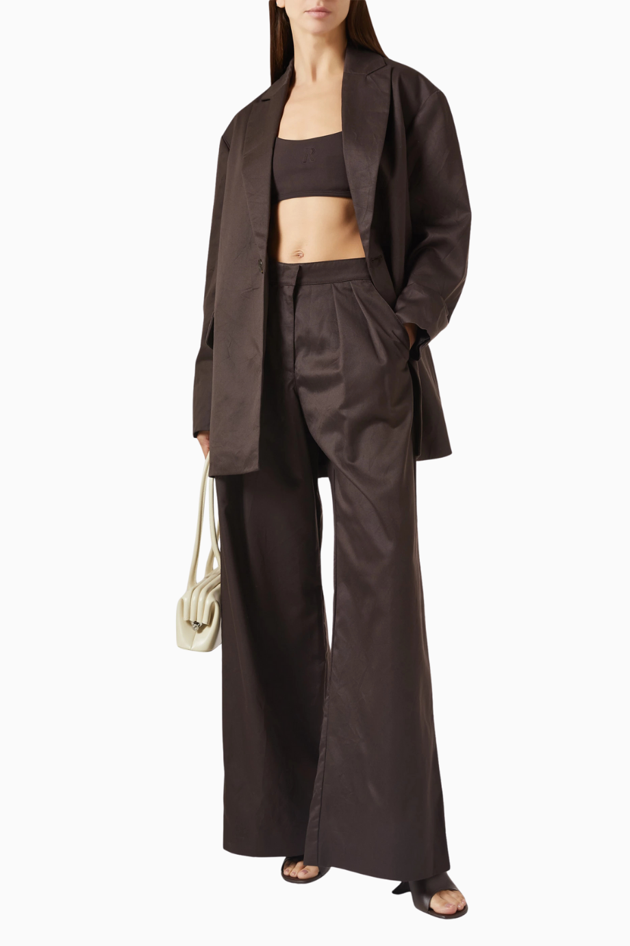 Crimp Single-breasted Blazer, Lüks Tek Düğmeli Klasik Ceket