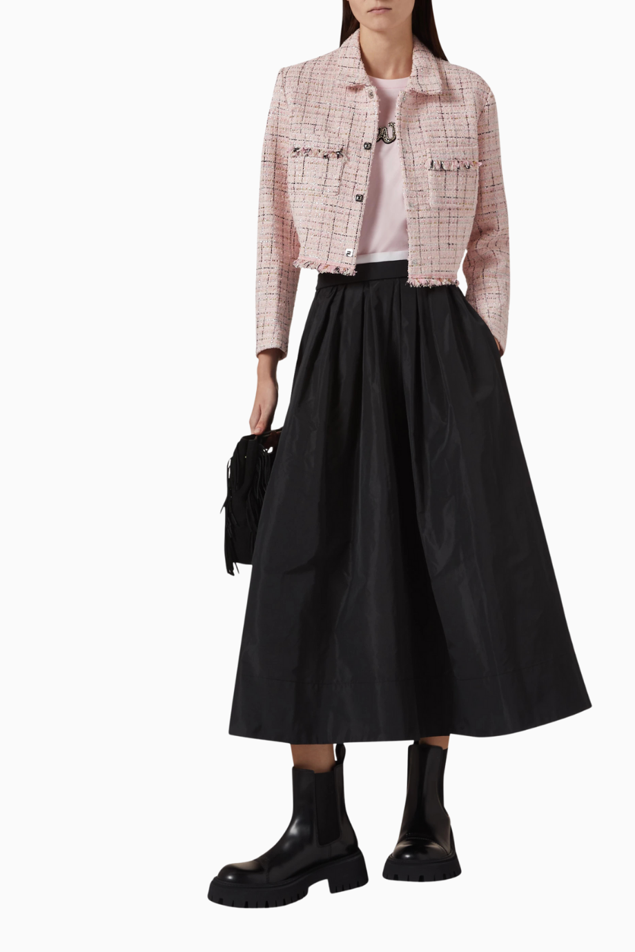 Juraly Siyah Technical Fabric Midi Etek, Zamansız ve Şık Siluet