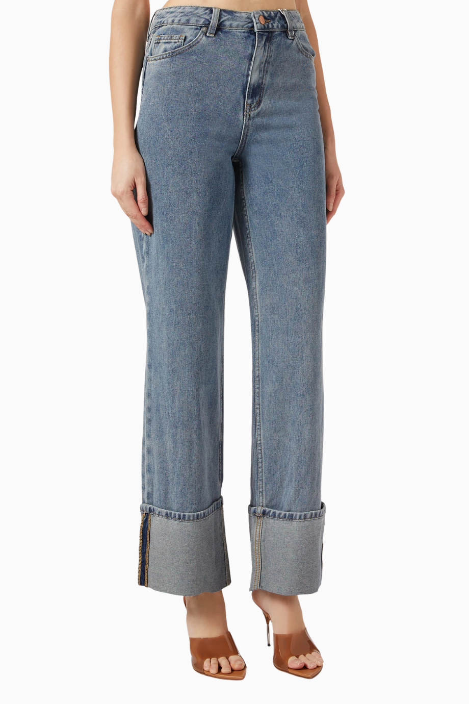 Yastira Geniş Paça Açık Mavi Denim Jean, Organik Pamuklu