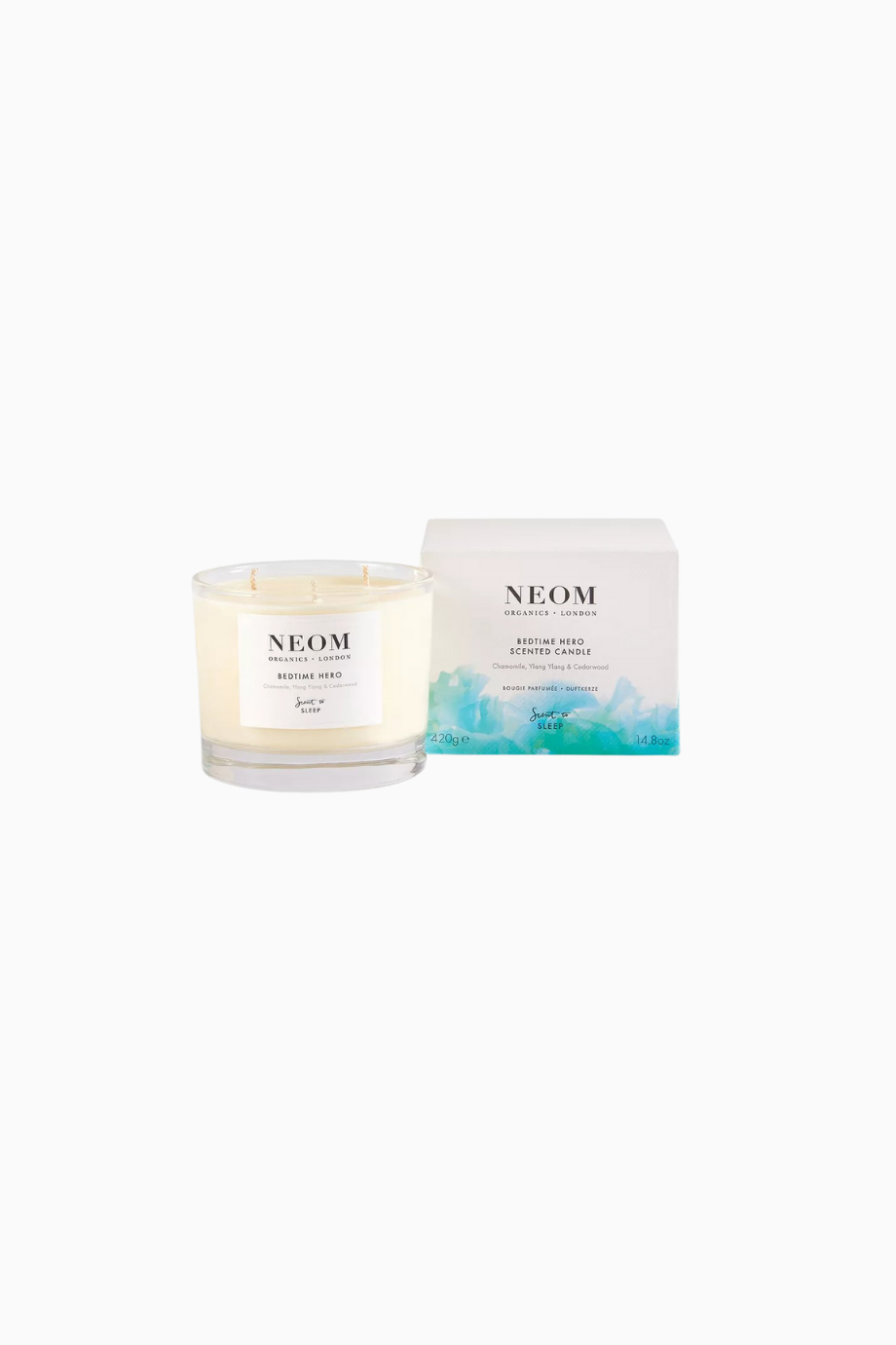 Bedtime Hero Scented Candle 420g Ylang-Ylang, Sedir Ağacı ve Papatya ile Rahatlatıcı Üç Fitilli Mum