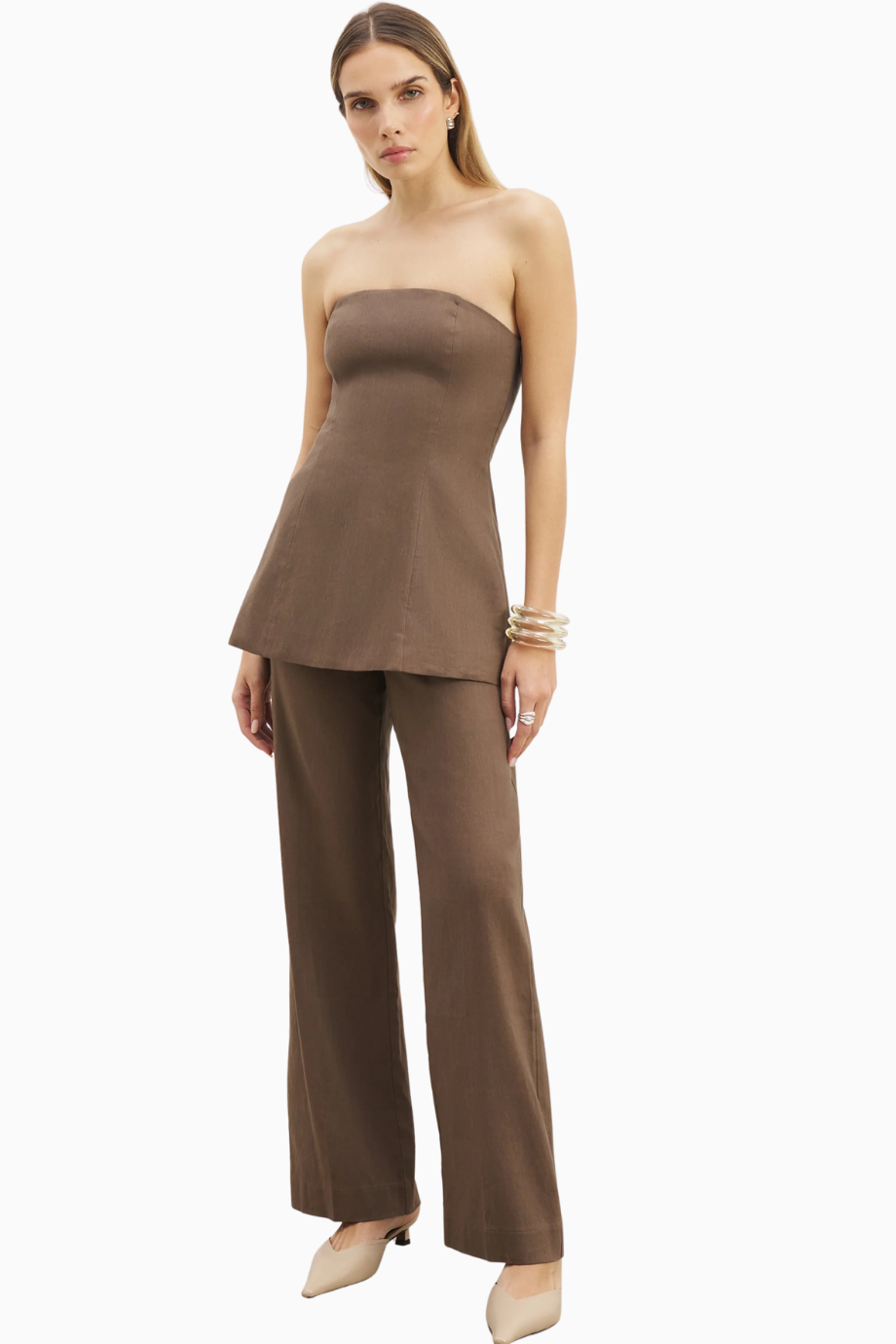 Strapless Linen A-Line Bodice Kadın Üst