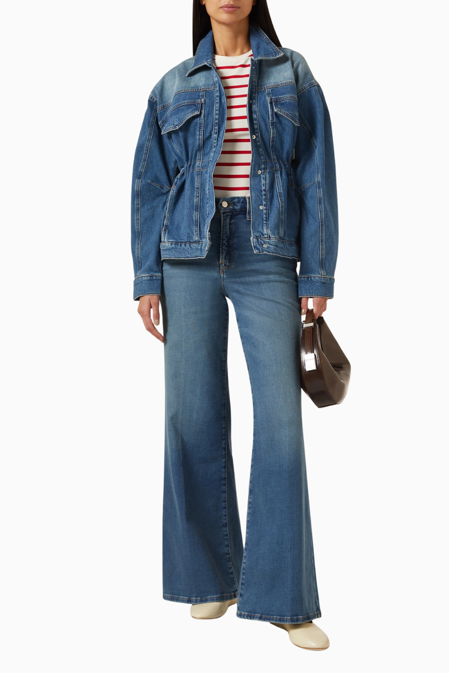 Barrel Kollu Oversize Denim Ceket, Modern Şık Kadın Dış Giyim