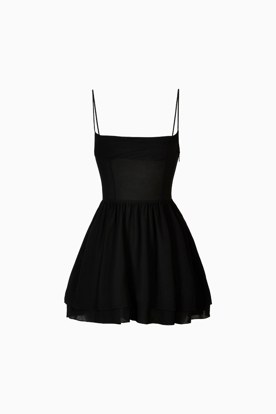 Chiffon Tiered Babydoll Mini Dress Ruched Bust Cami Dress Kadın Elbise