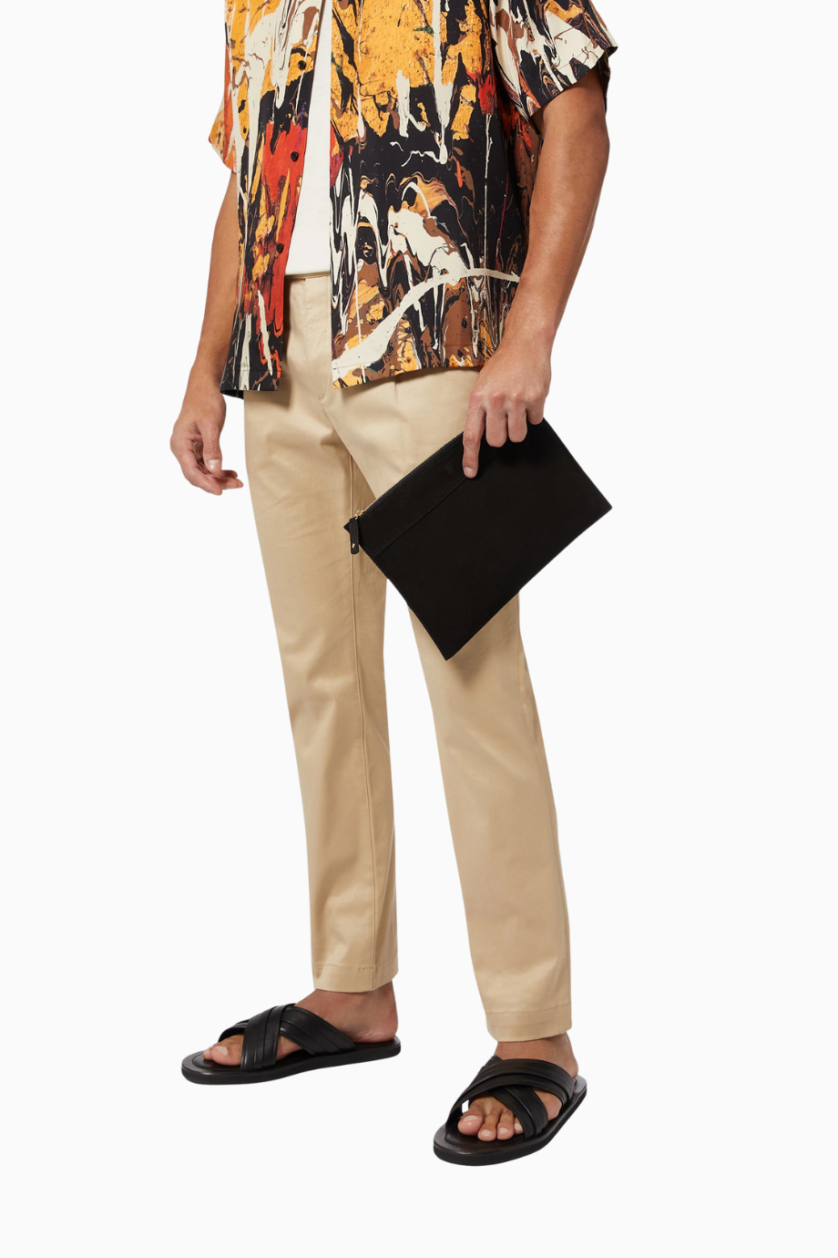 Medium Pouch in Suede Siyah Şık Süet Clutch