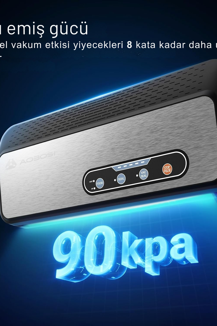 90KPa 8'i 1 Arada Vakumlu Paketleme Makinesi, Dahili Kesici ve Torba Saklama