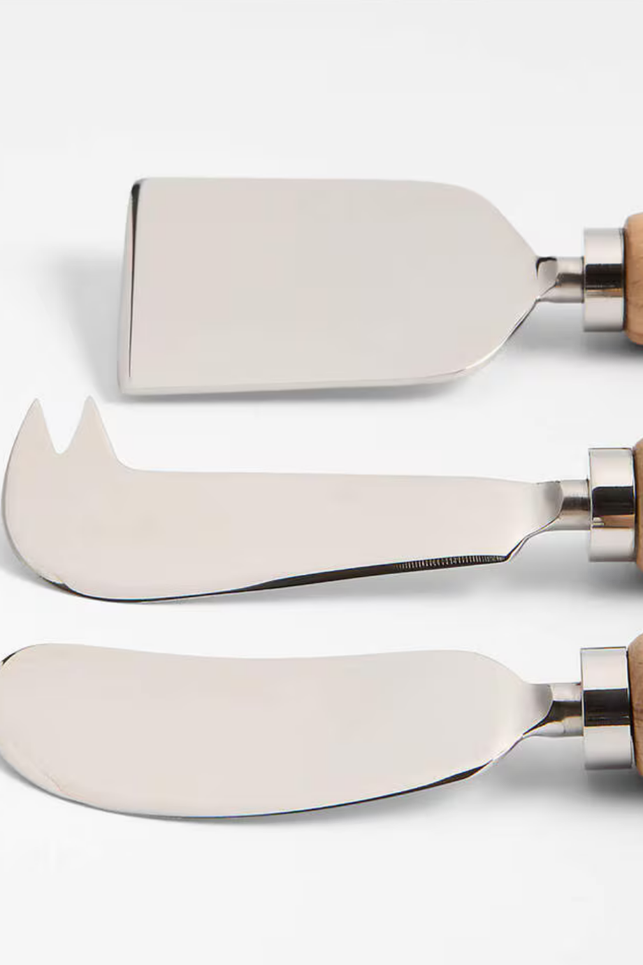 Madeira Meşe Ağacı Peynir Bıçağı Seti, 3’lü Rustik El Yapımı Paslanmaz Çelik