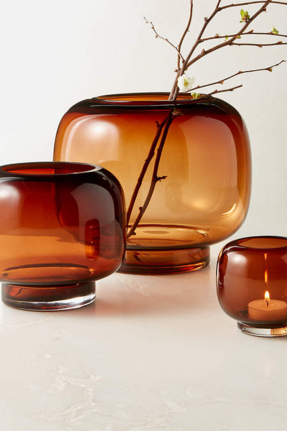 Füme Cam Mumluk Büyük, El Yapımı, Retro Stil, Çok Amaçlı Dekoratif