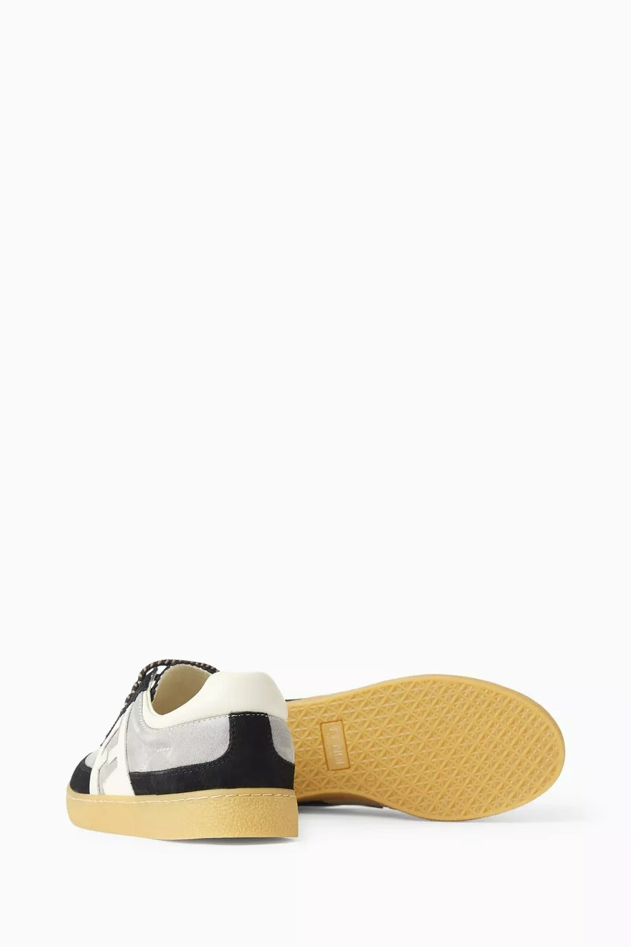 Siyah Süet Logo Low-Top Sneakers, Kontrast Panelli, Kauçuk Tabanlı Lüks Ayakkabı