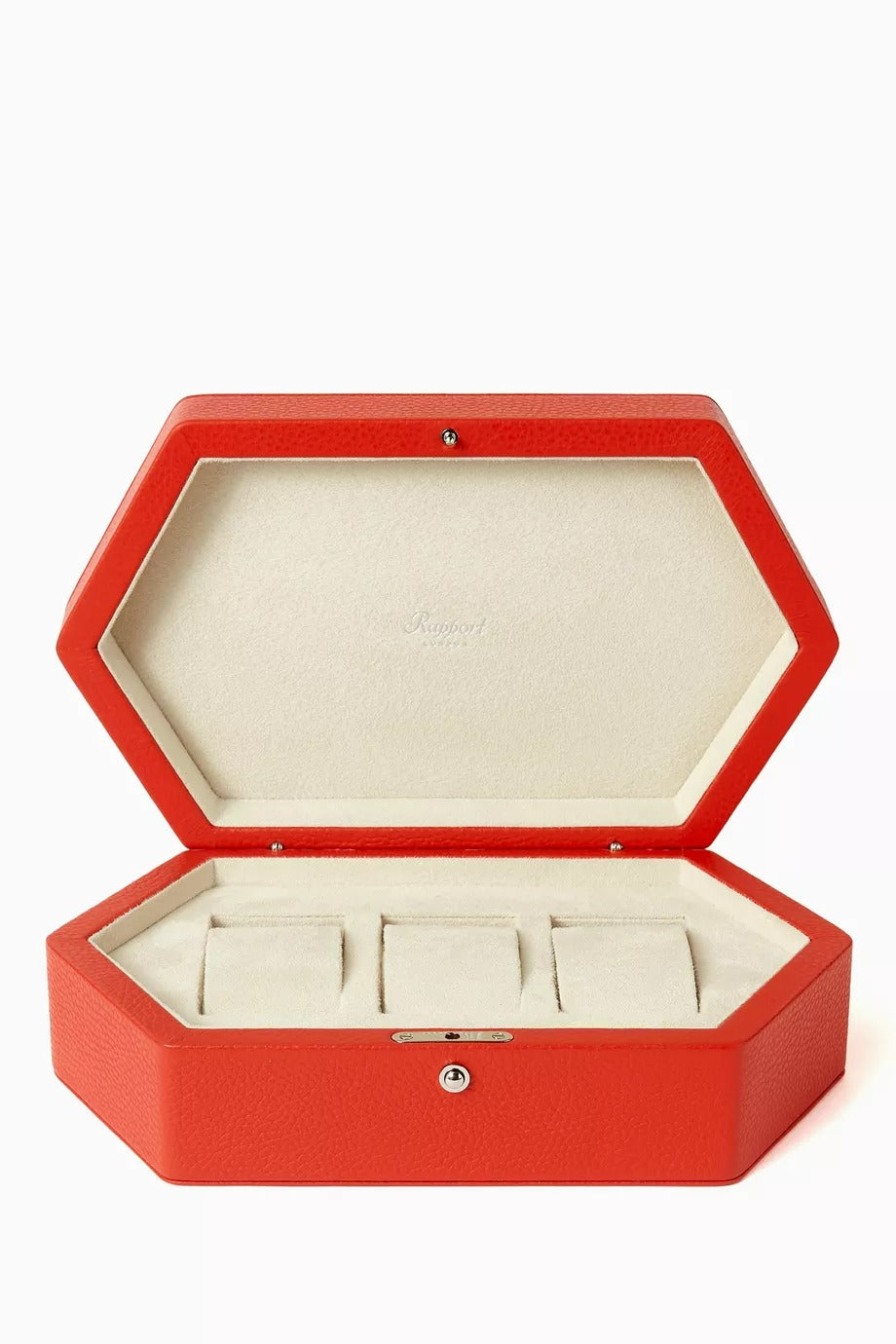 Portobello Üçlü Deri Saat Kutusu, Kırmızı, El Yapımı Lüks Tasarım