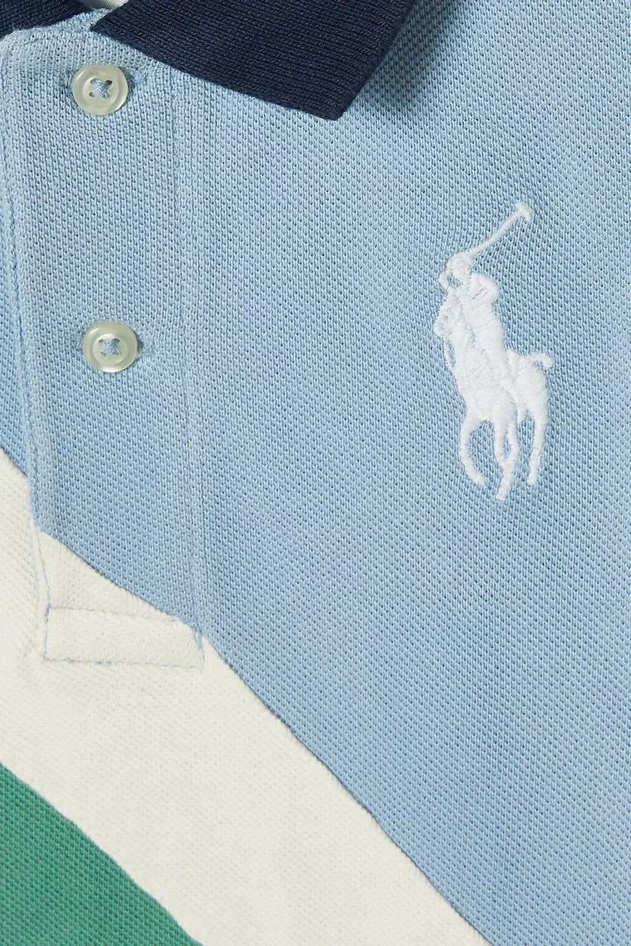 Yeşil Renk Bloklu Polo & Şort Seti, İşlemeli Midilli, Pamuklu