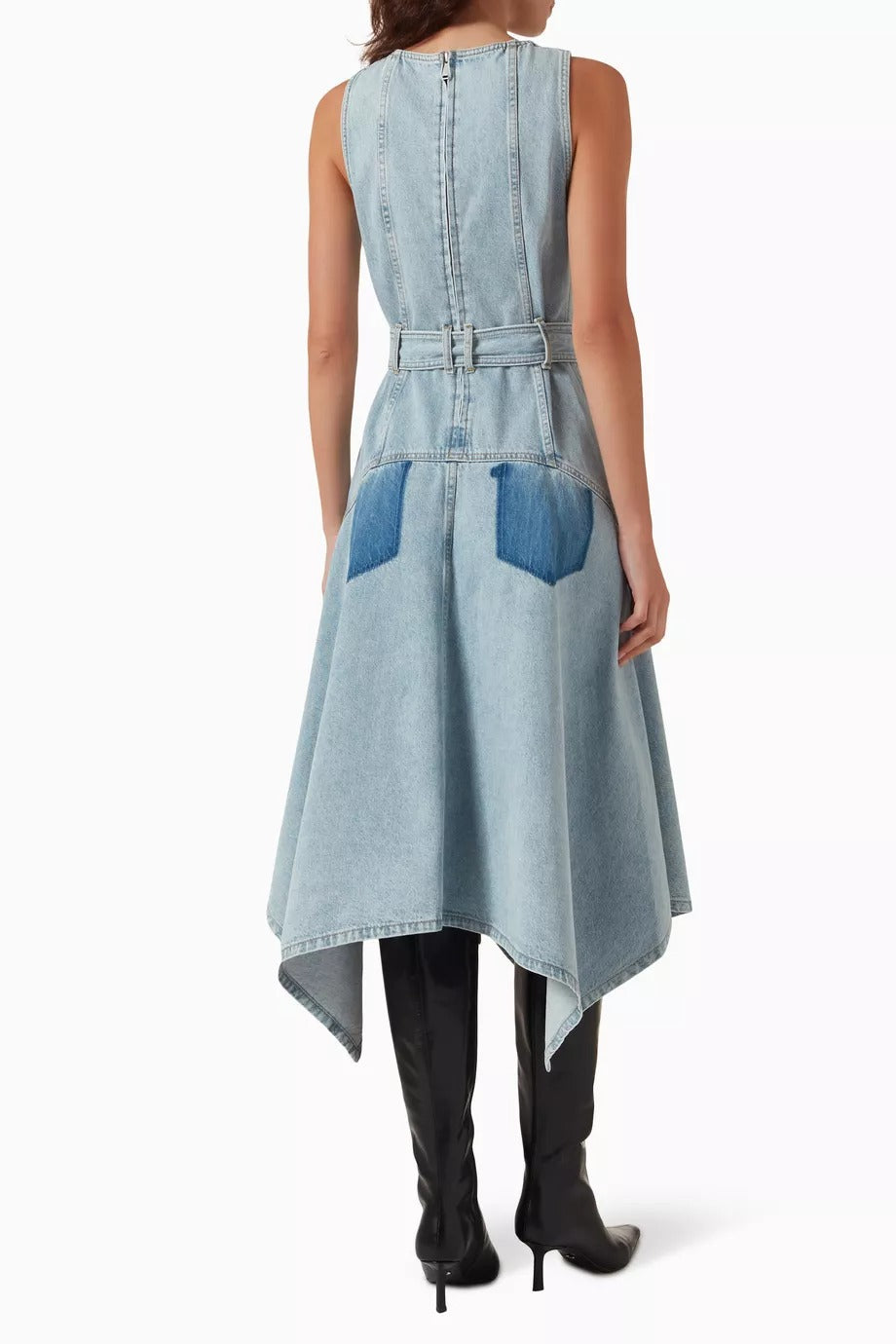 Ghost Patch Kemerli Denim Kadın Elbise
