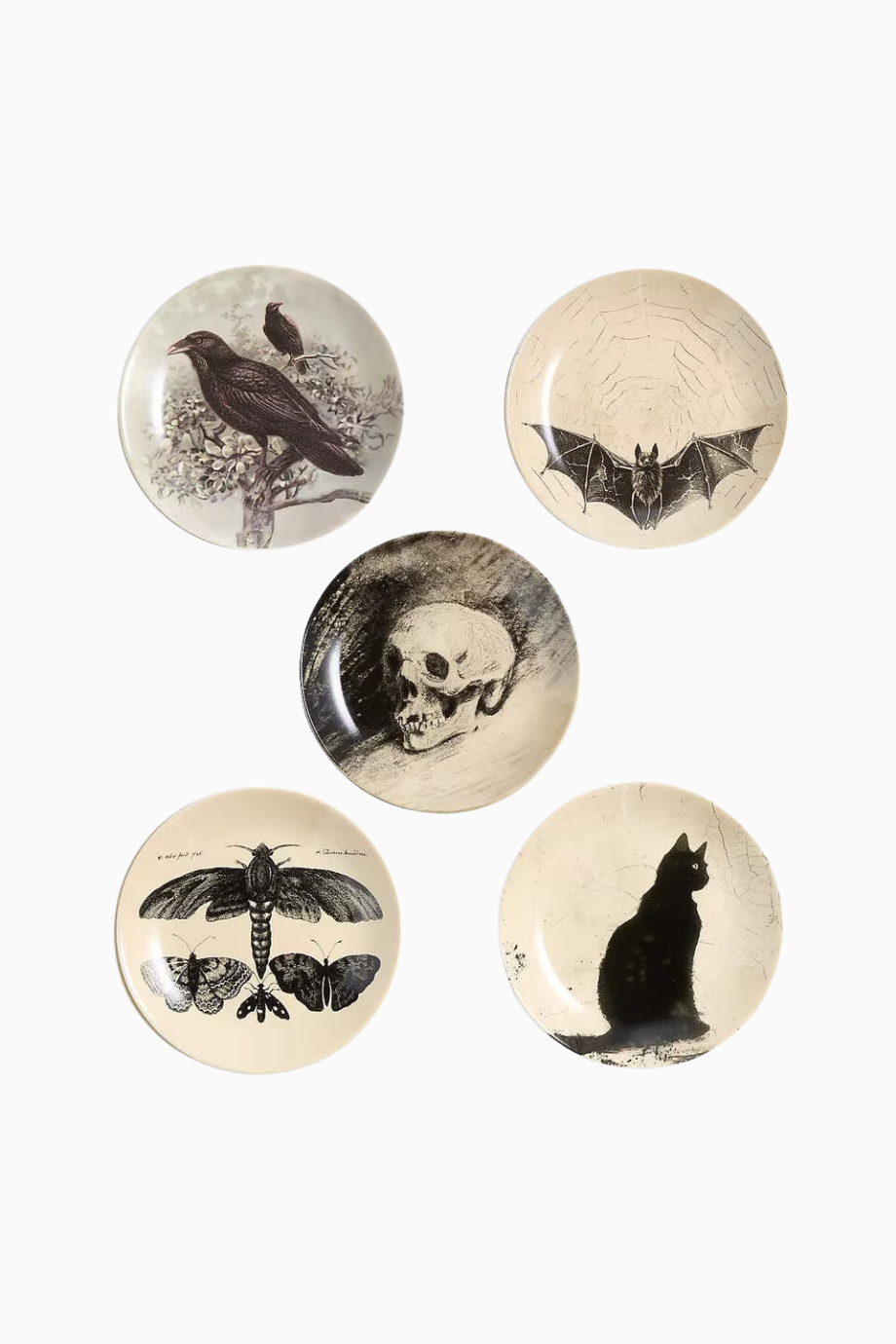 Cadılar Bayramı 6" Standlı Meze Tabağı, 10'lu Set, El Yapımı Seramik