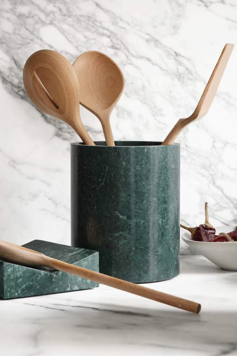 Daniel Humm Geneve Yeşil Mermer Mutfak Gereçleri Tutucu