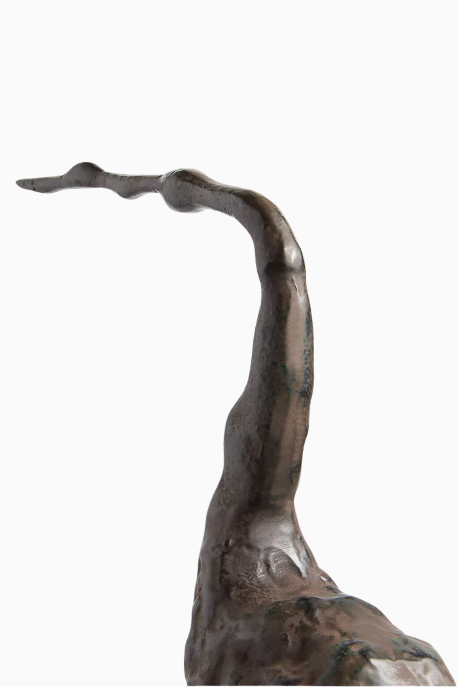 Aves Büyük Metal Vinç Heykeli 22" El Oyması ve Cilalı Döküm Alüminyum, Zarif Ev Dekoru