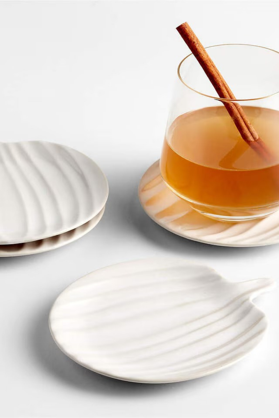 Beyaz Seramik Balkabağı Bardak Altlığı 4’lü Set, Sonbahar Şıklığı