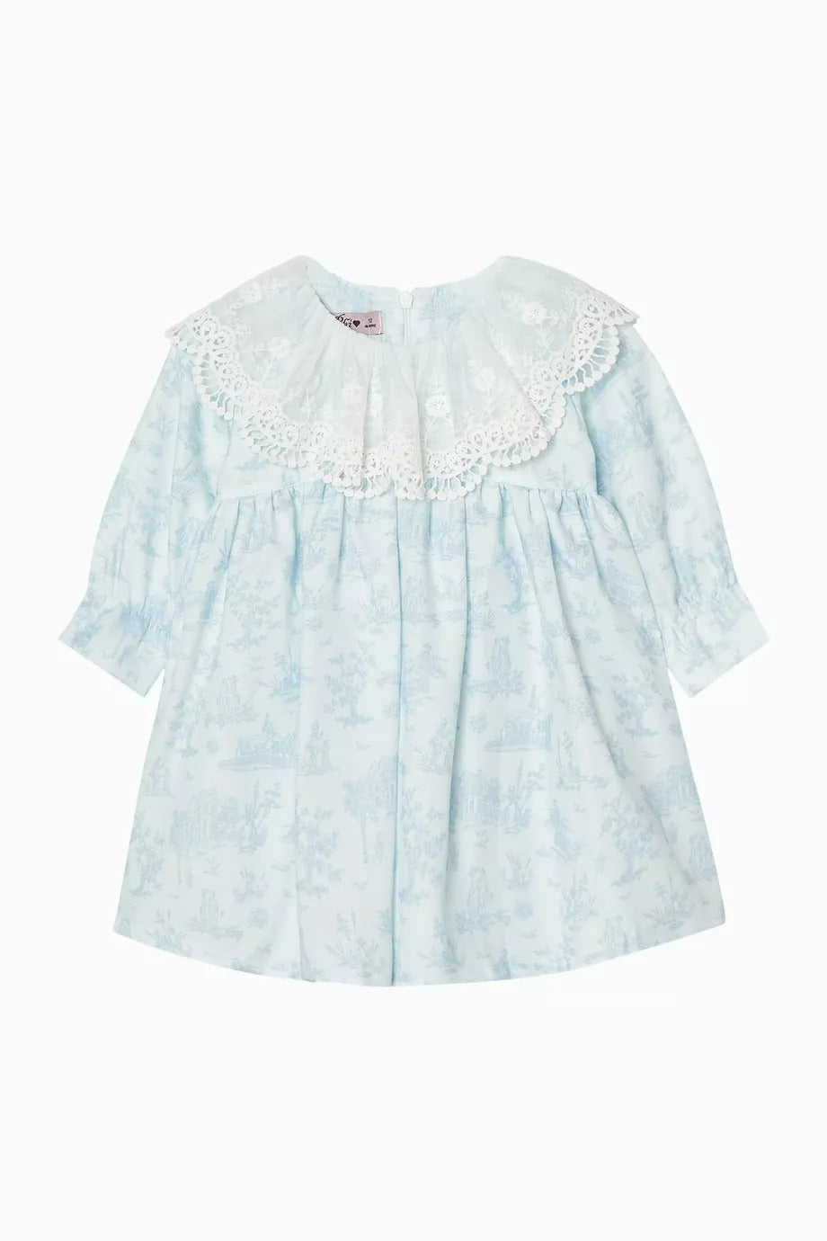 Printed Lace-trim Elbise, Mavi, Dantel Detaylı ve Rahat Tasarım