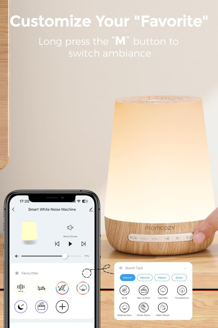 Beyaz Gürültü Makinesi ve 7 Renkli Gece Lambası