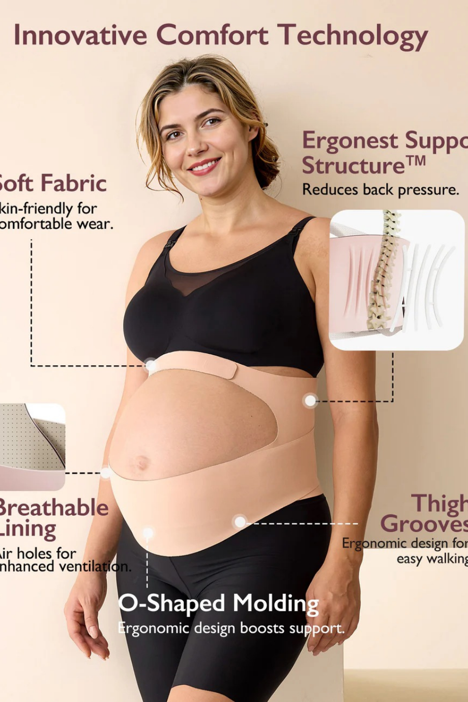 CozySupport Ergonest Görünmez ve Nefes Alabilir Hamilelik Bel Bandı