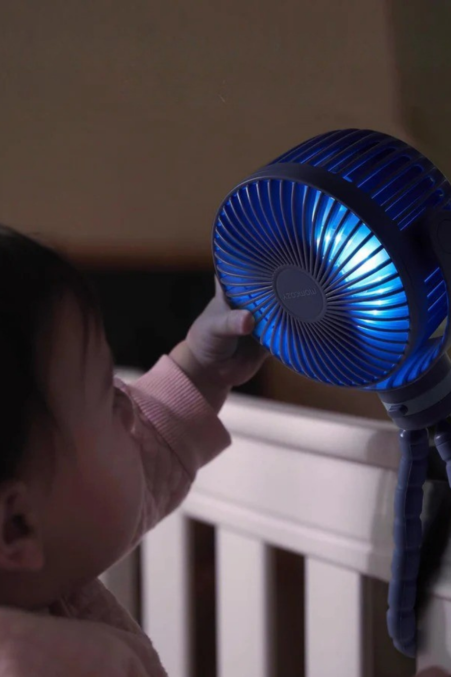 Taşınabilir Bebek Arabası Vantilatörü, 360° LED Gece Lambalı