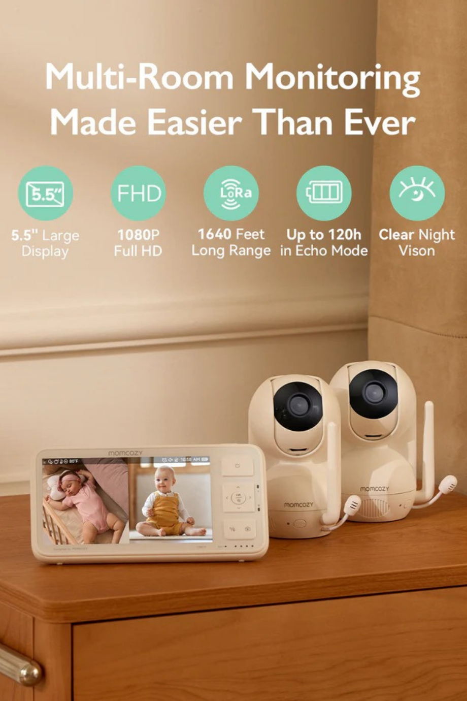 BM03 1080P Video Bebek Telsizi, Gece Görüşlü HD Monitör