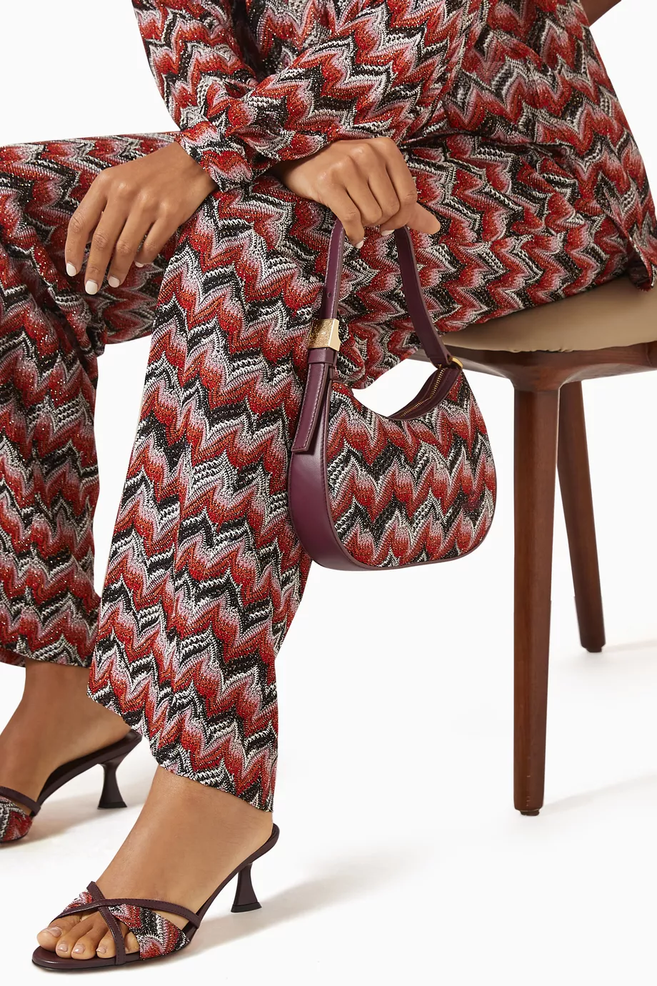 Lurex Örgü Mini Hobo Çanta, İtalyan Zarafeti, İkonik Zigzag Desen