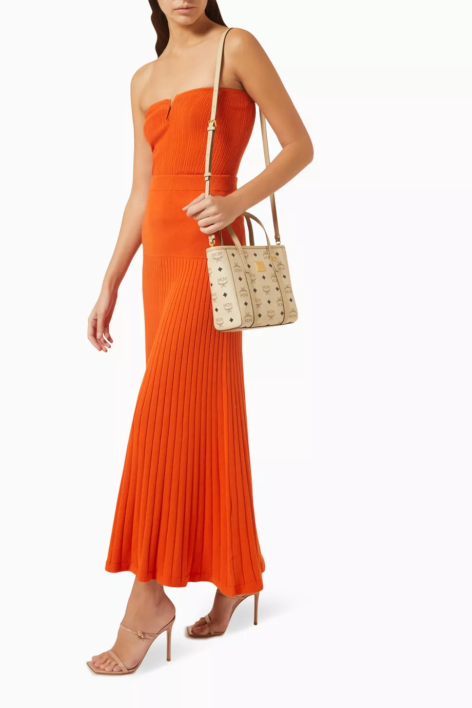 Mini Toni Tote Çanta, Nappa Deri & Kanvas Shopper