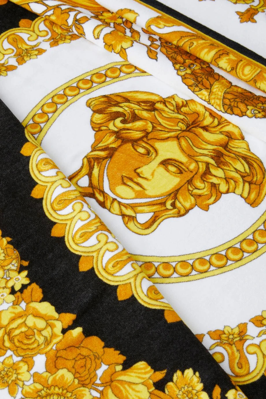 Medusa Logolu Siyah %100 Pamuk, İtalyan Tasarımı Banyo Havlusu