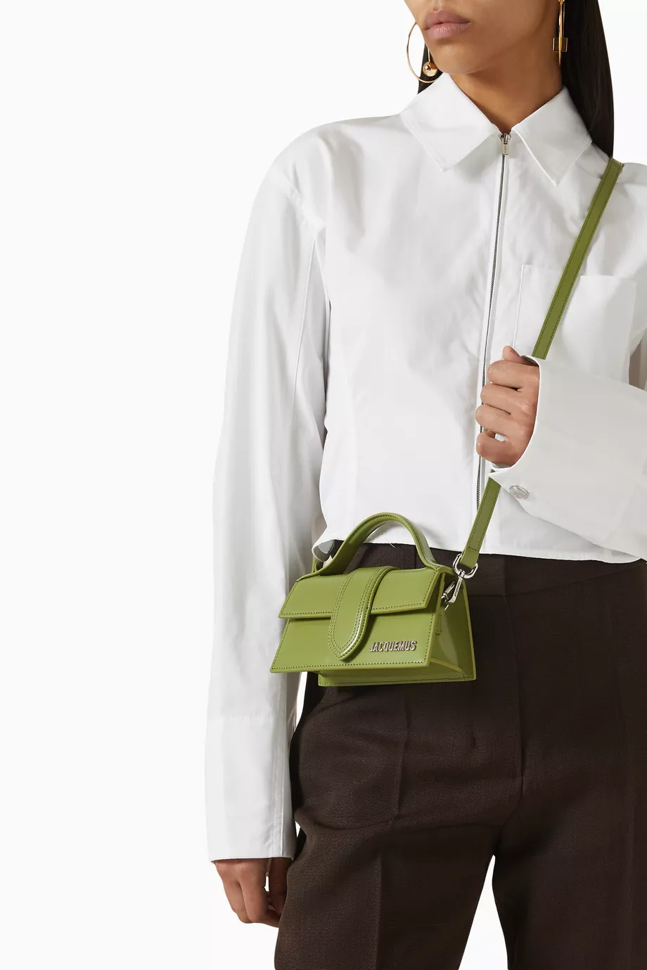 Mini Le Bambino Parlak Deri Çanta, Üstten, Saplı Manyetik Kapak