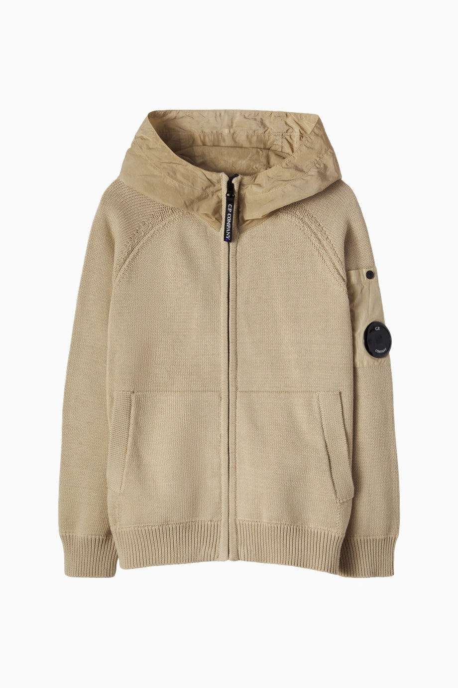 Lens Bej Çocuk Fermuarlı Kapüşonlu Sweatshirt