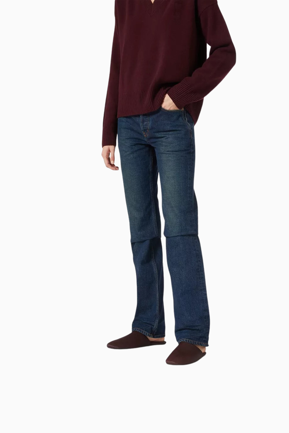 Sona Mor Pony Derisi, Yuvarlak Kapalı Slip-On El Yapımı Zarif Mule