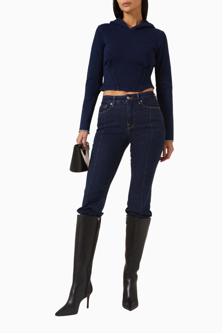 Jeanius Corset Hoodie, Denim Detaylı Şık -Modern Kadın Sweatshirt