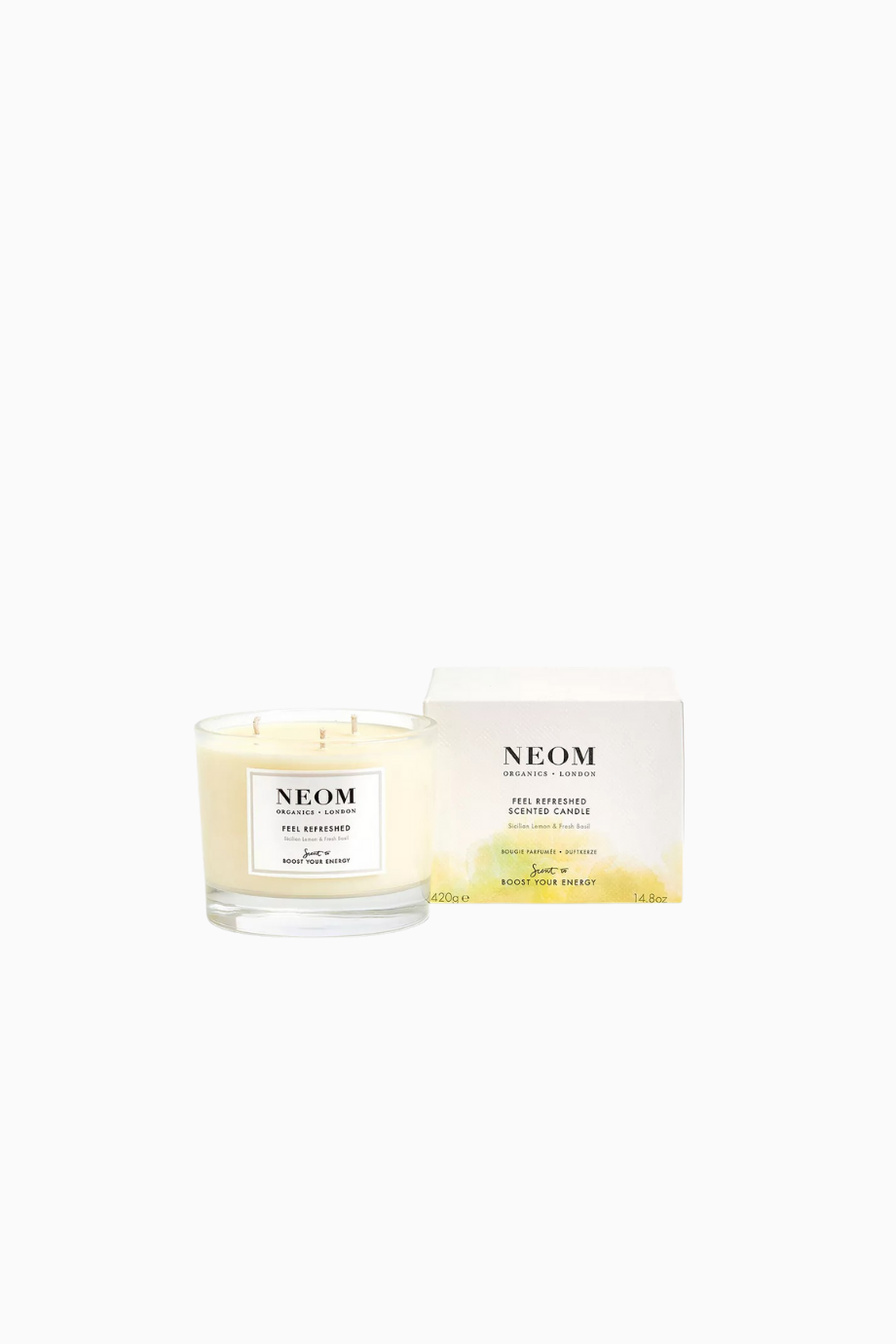 Feel Refreshed Scented Candle 420g Sicilya Limonu ve Taze Fesleğen Aromalı Enerji Veren Mum