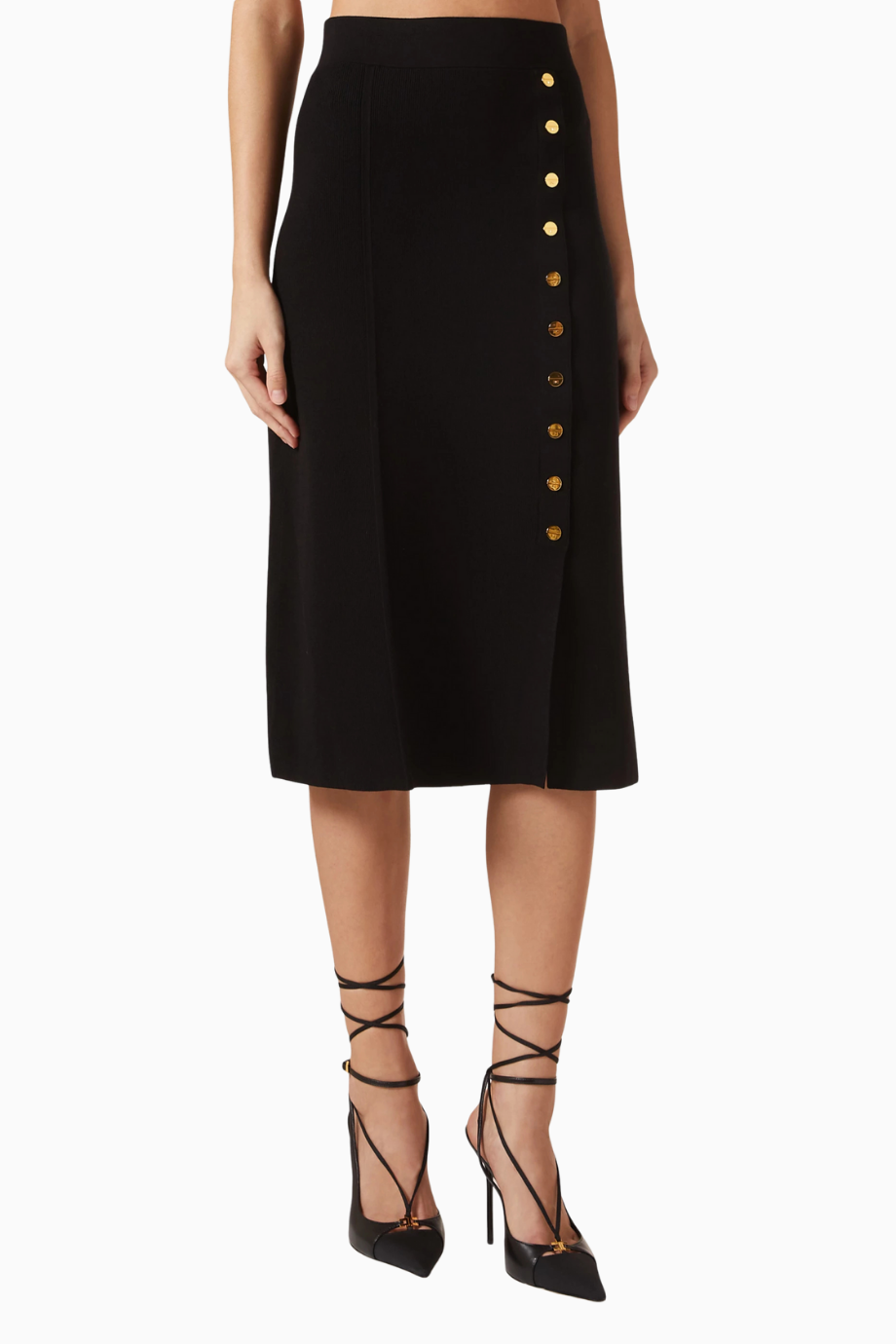 Triko Jewel Button Detaylı, Sofistike Midi Etek