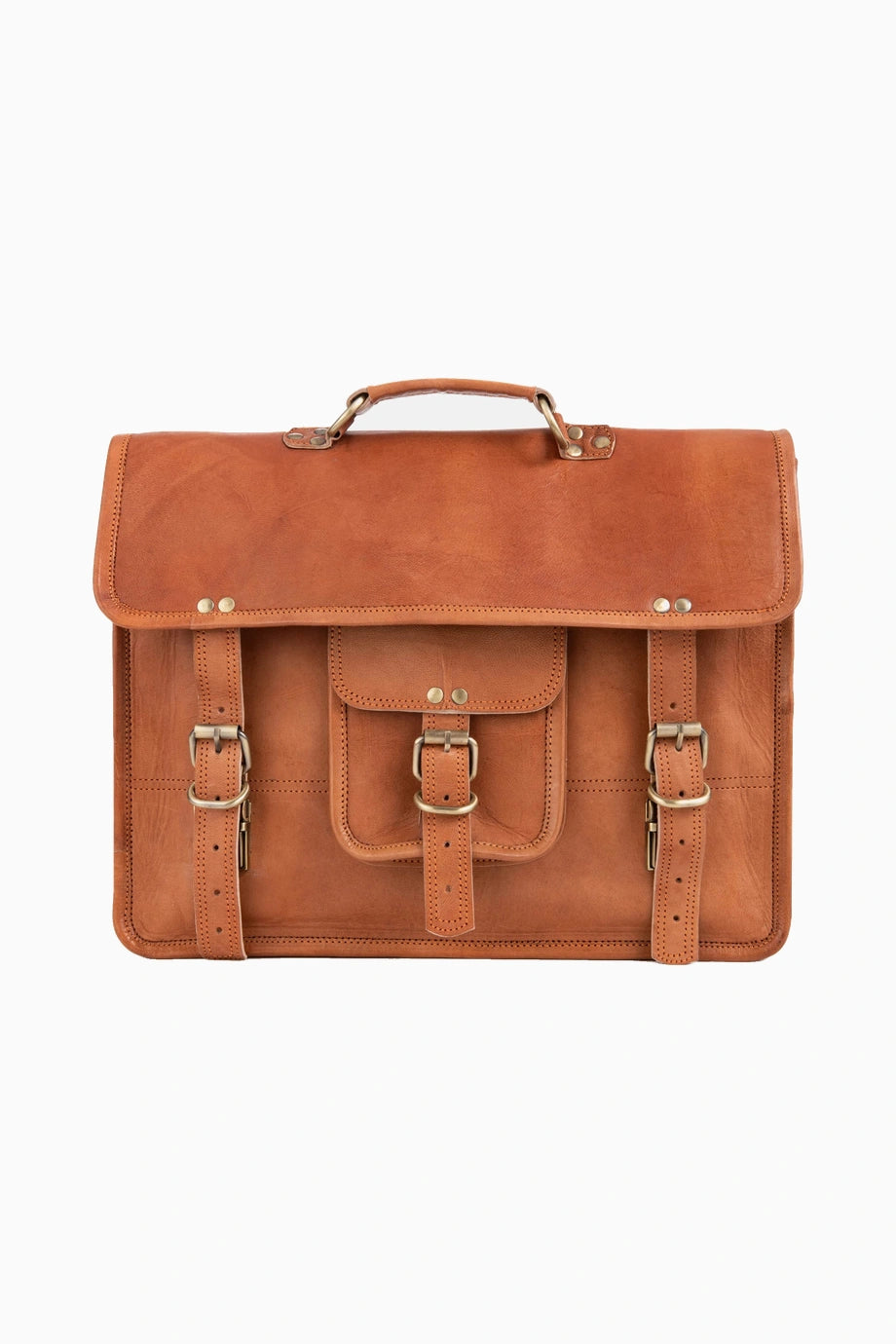 Berlin M Unisex Vintage Deri Laptop Bölmeli Postacı Çantası Kahverengi
