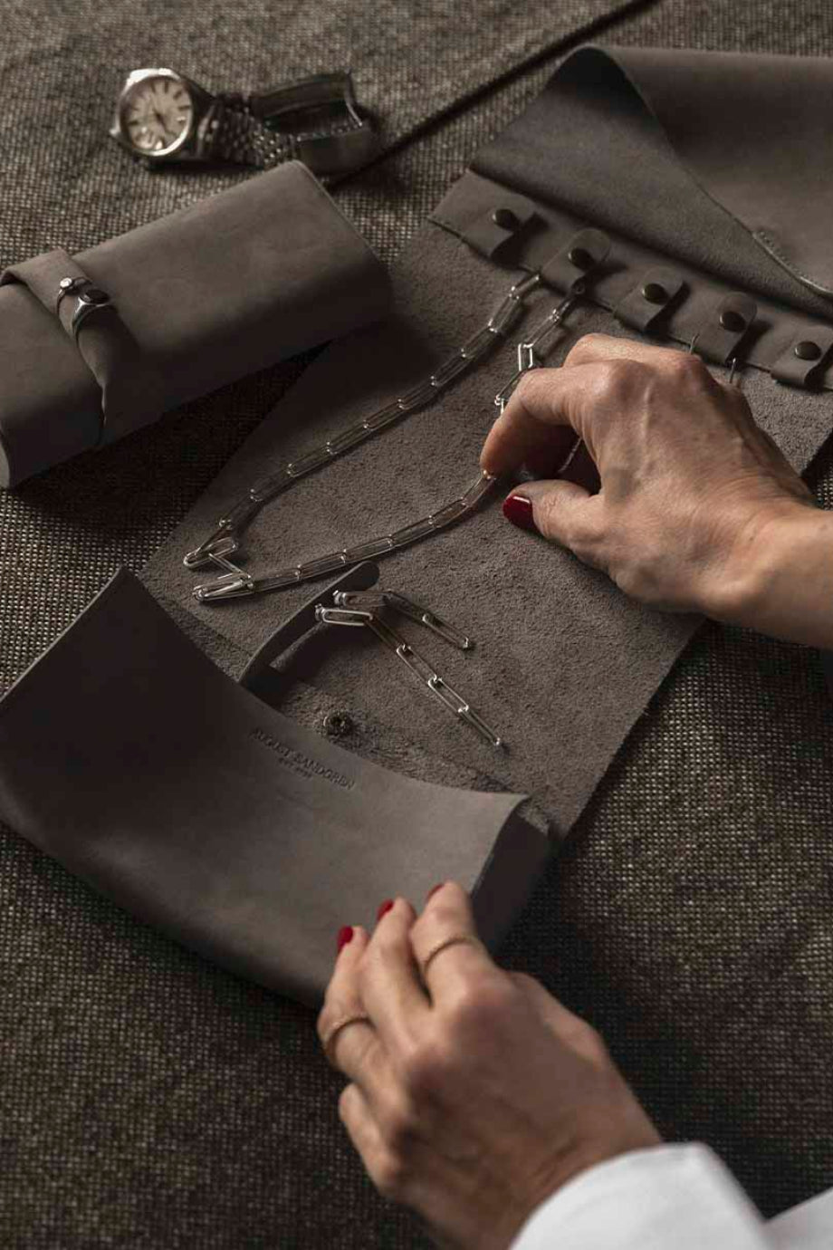 The Jewelbox Lüks El İşçiliği Tasarım Deri Takı Seyahat Çantası