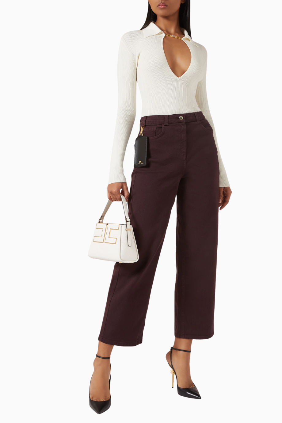 Mini Çanta Detaylı, Kısa Paça Straight Fit Denim Jean