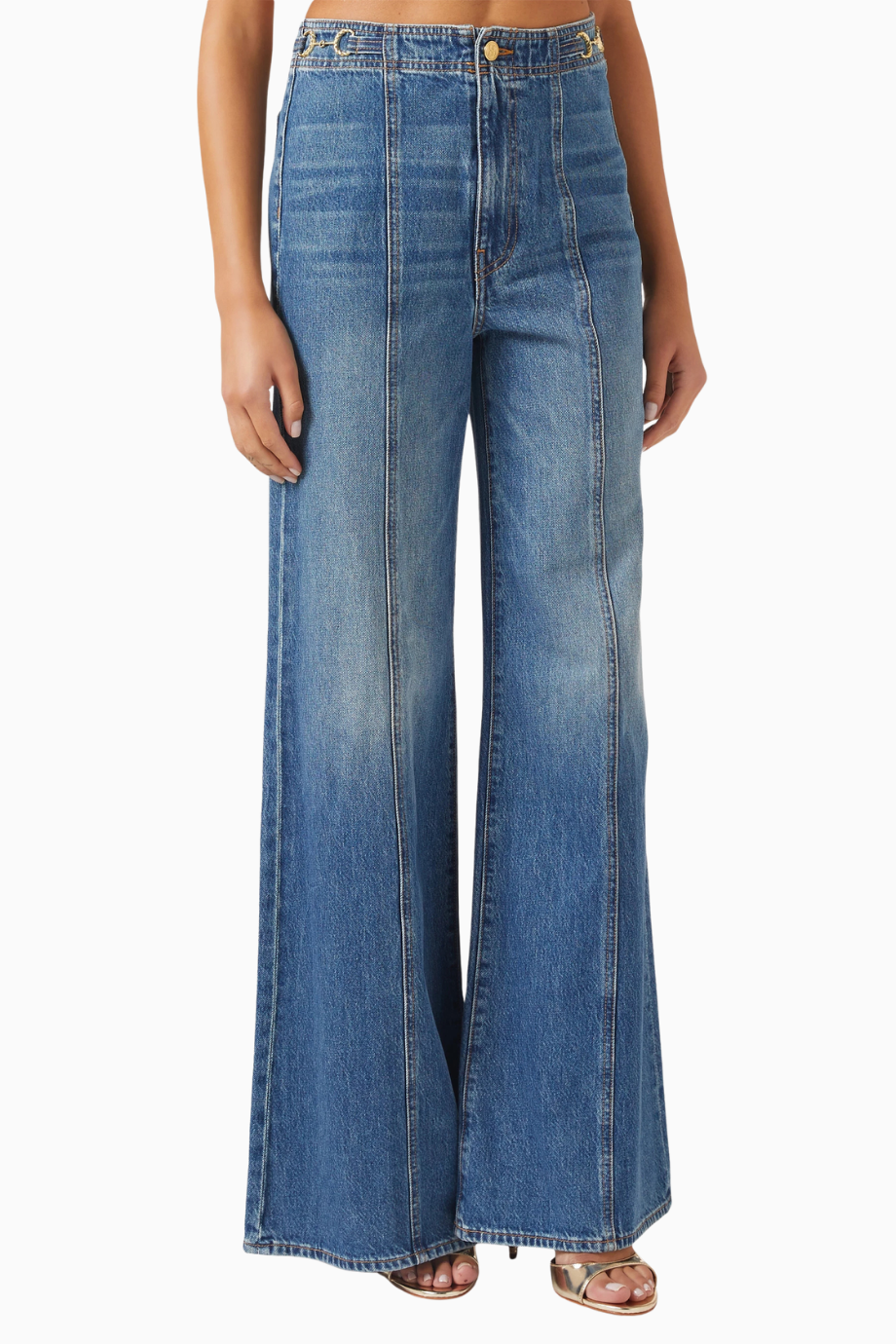 Delphine High-Rise Jeans, Lüks Mavi Denim Pantolon