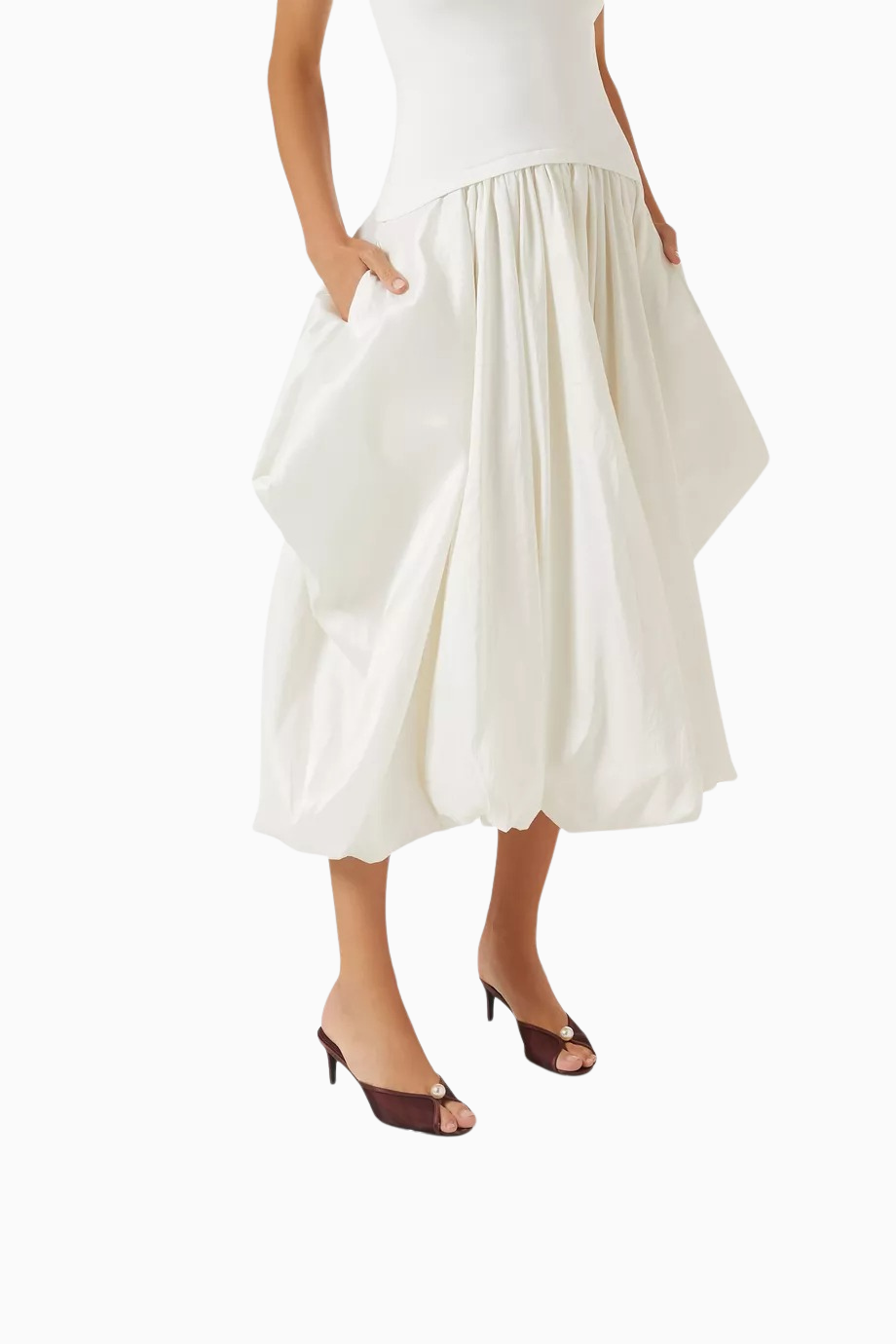 Sadie 65 Bordo Tül-Saten İnci Detaylı, El Yapımı Zarif Mule Sandalet