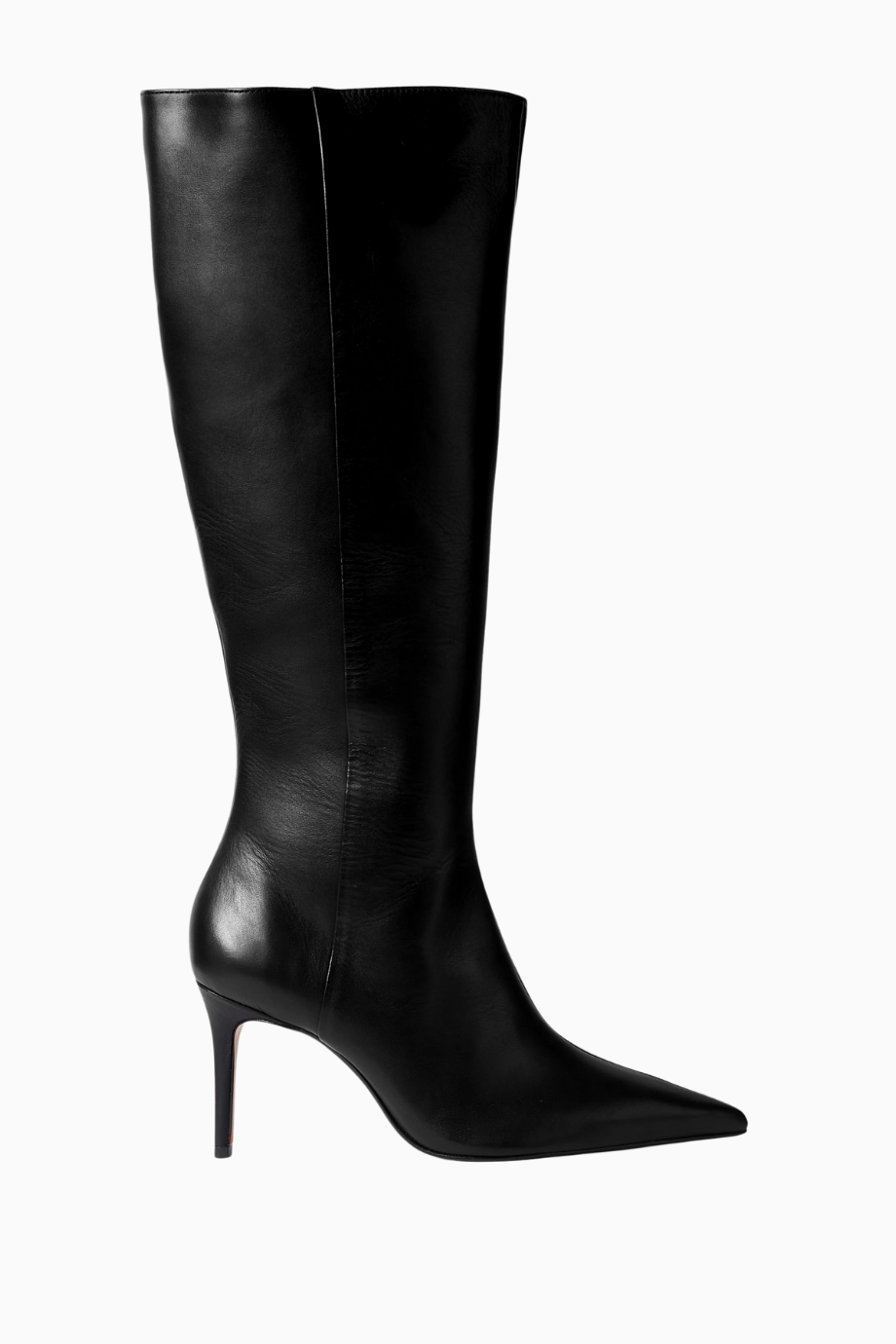 City Natural 85 Siyah Deri Diz Boyu, Blok Topuklu Çizme