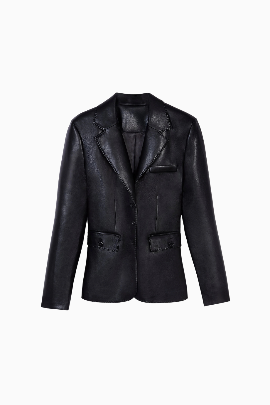 Cinched Waist Leather Blazer Kadın Ceket