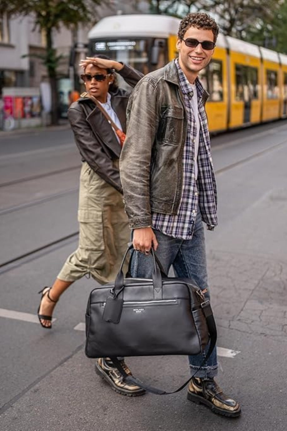 Milan Siyah Hakiki Deri Unisex Seyahat Çantası 40L