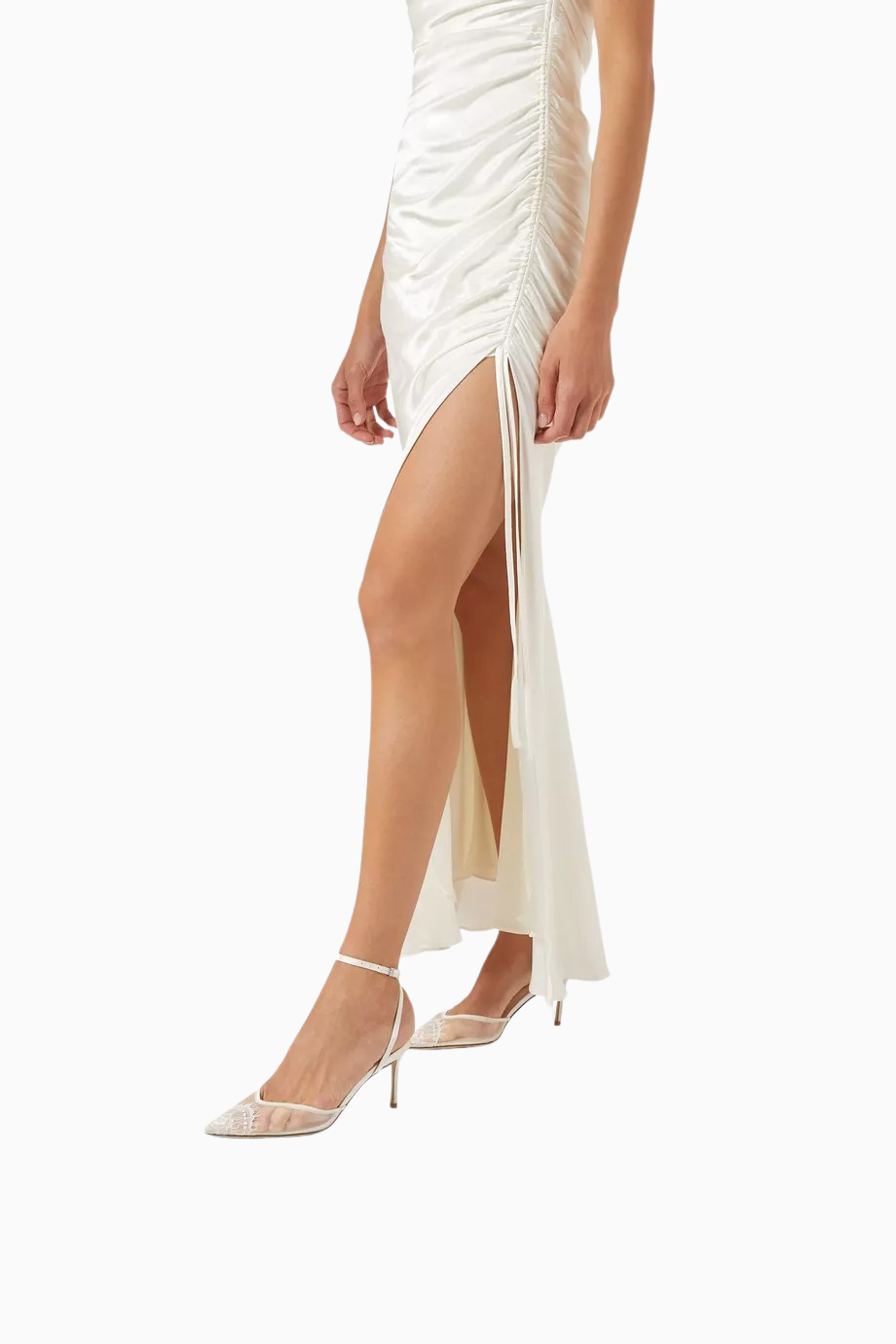 Cara 80 Beyaz Tül-Saten El Yapımı Fiyonk Detaylı Topuklu