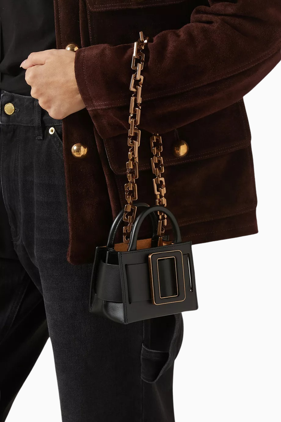 Micro Bobby Surreal Mini Calfskin, Deri Lüks Çanta ve Zincirli Omuz Askısı