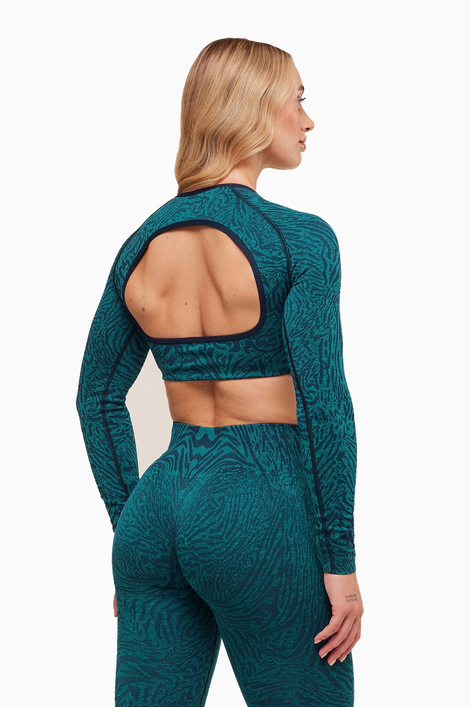 Adapt Animal Crop Top Uzun Kollu Fit Kadın Spor Üst