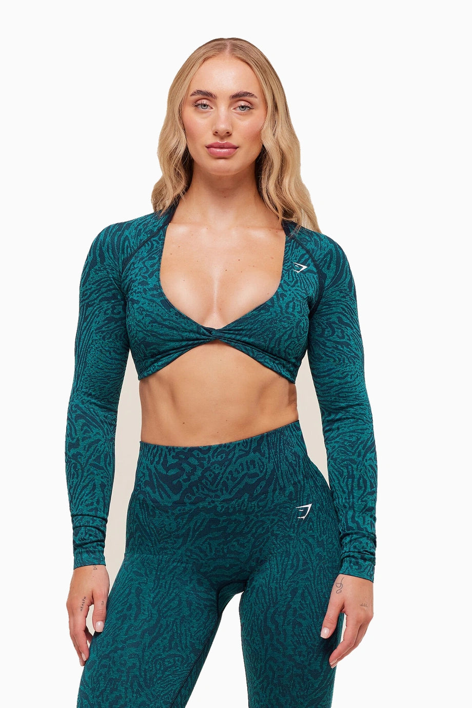 Adapt Animal Crop Top Uzun Kollu Fit Kadın Spor Üst