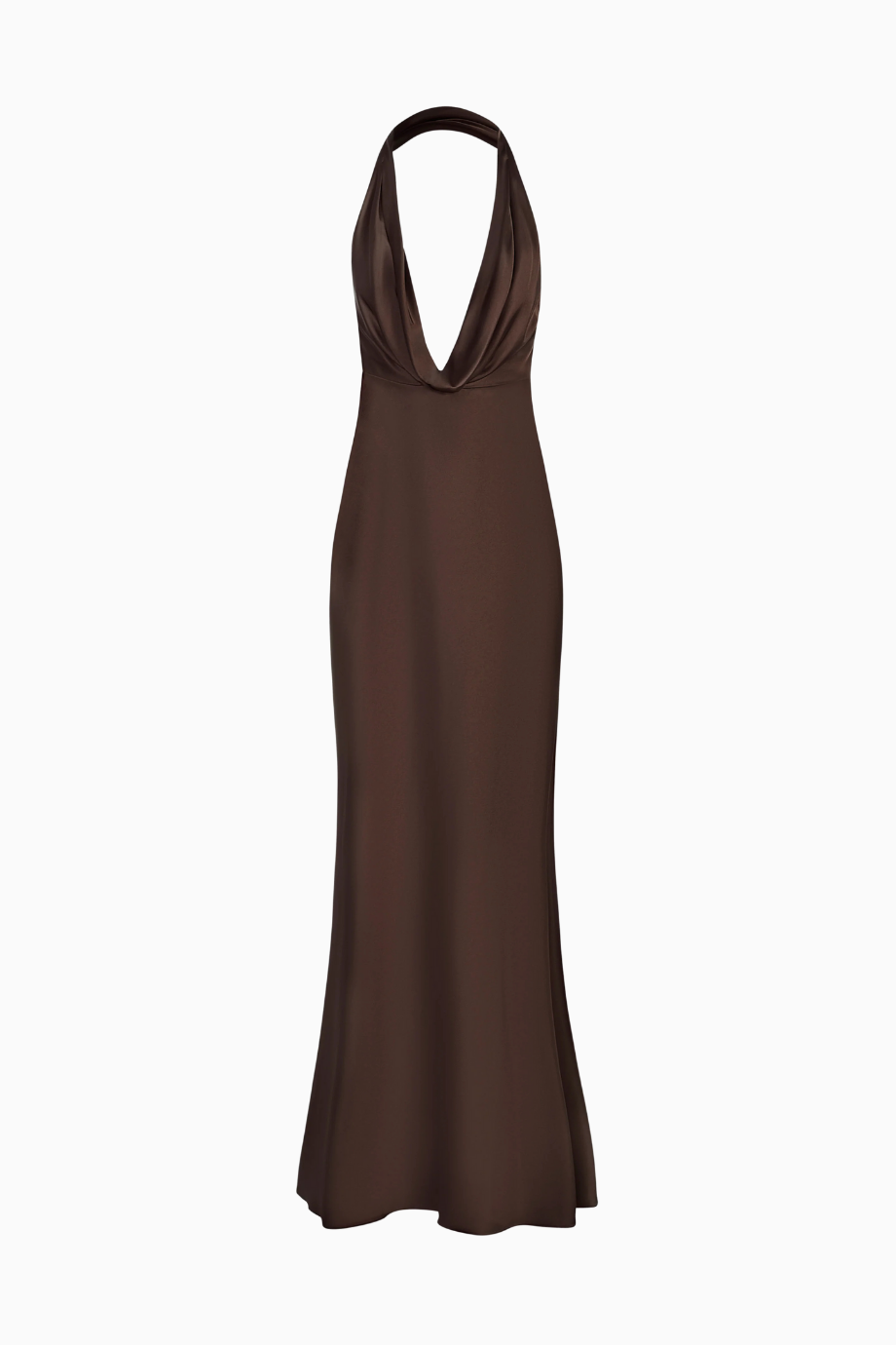 Satin Plunging Cowl Neck Maxi Dress Kadın Elbise