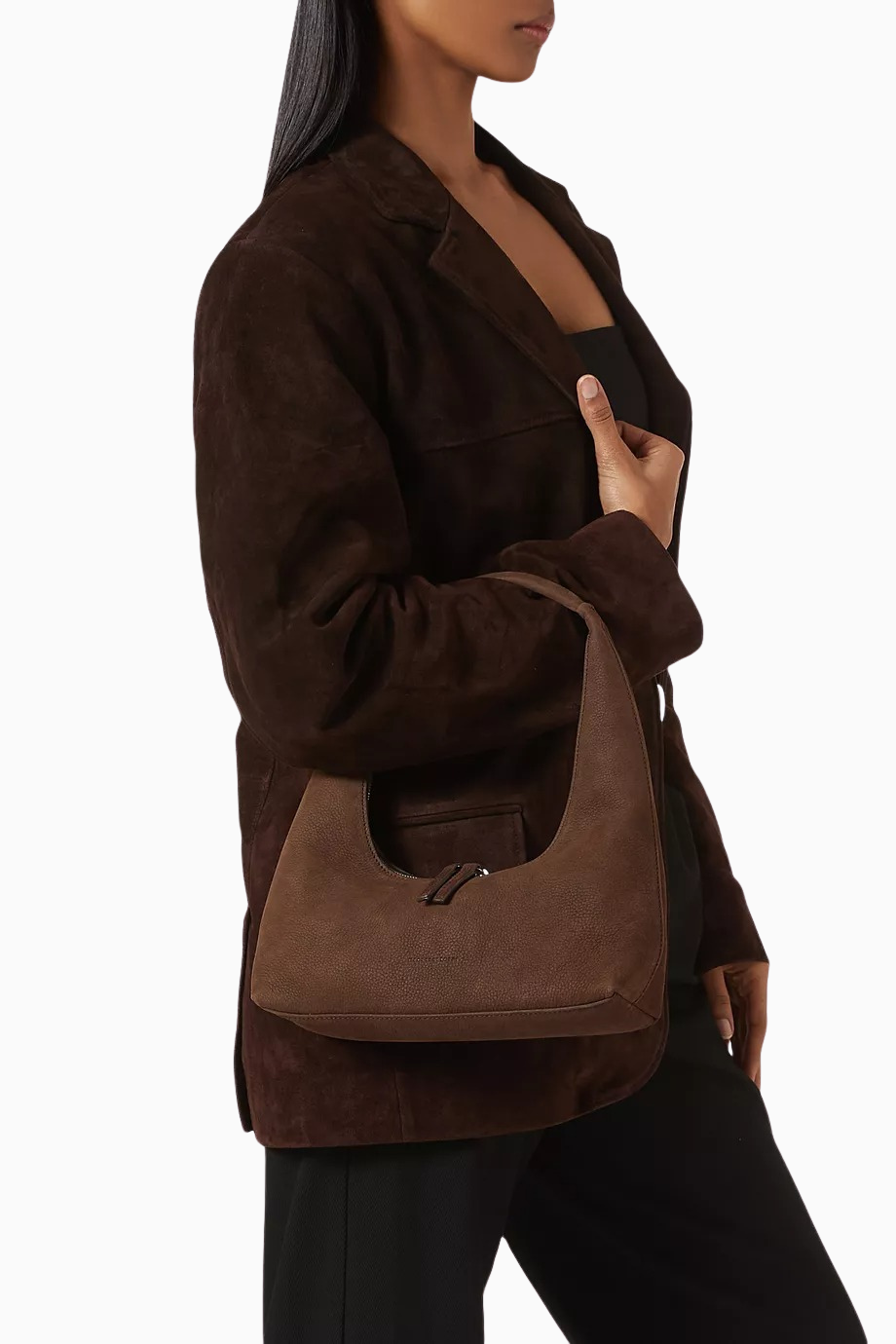 Small Hobo Omuz Çantası Yumuşak Süet ve Minimalist Tasarım