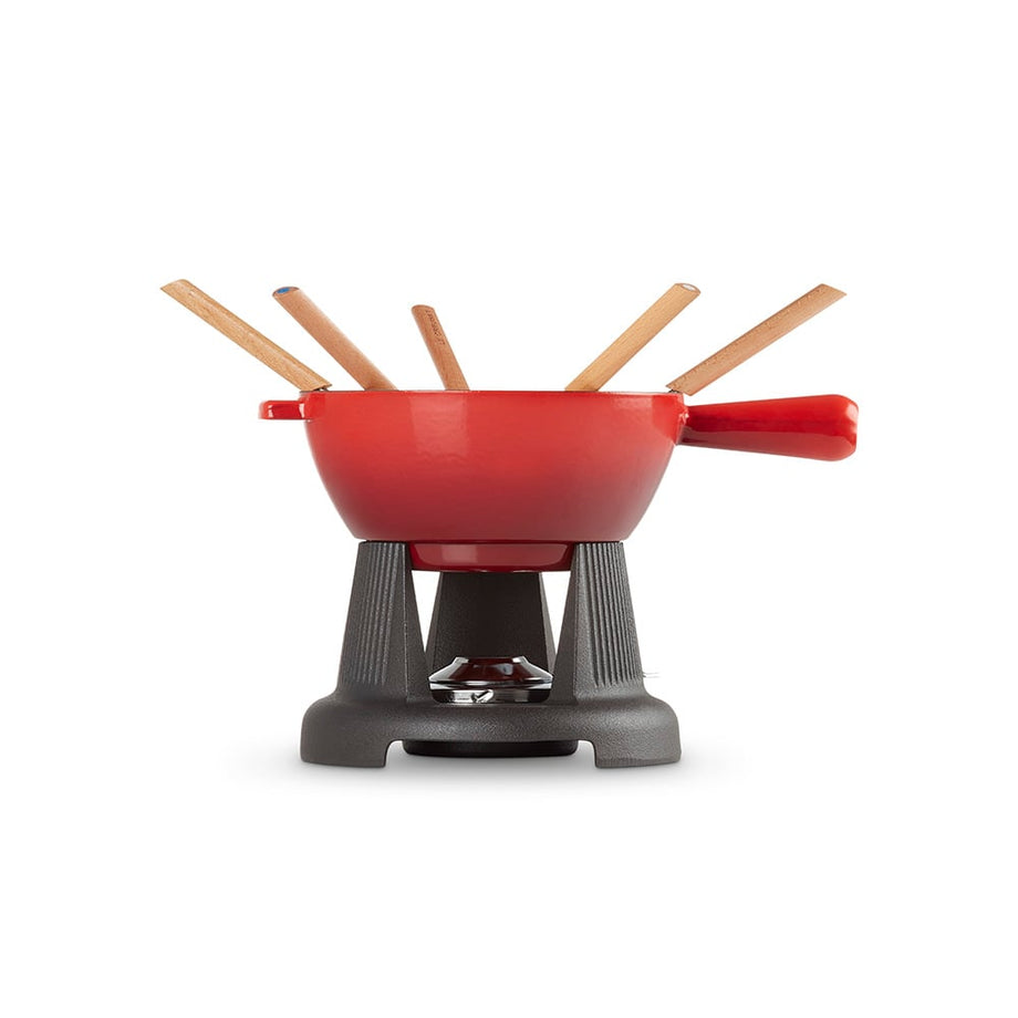 Döküm Demir Fondü Seti, Kiraz Kırmızısı, 2 L