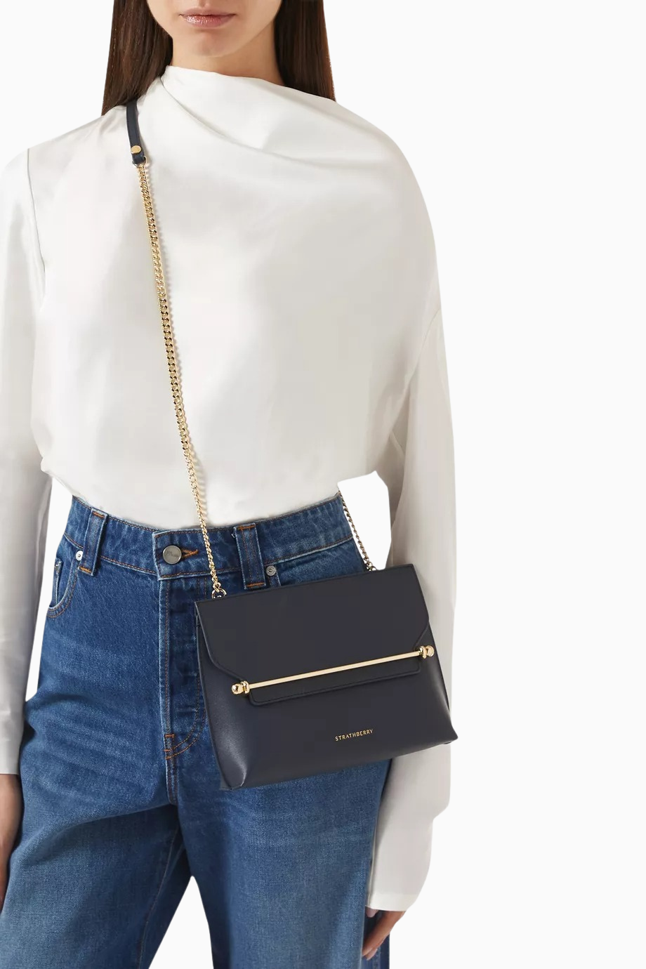 Stylist Crossbody Clutch Lacivert Dana Deri Lüks Çanta, Günlük ve Gece Kullanımı